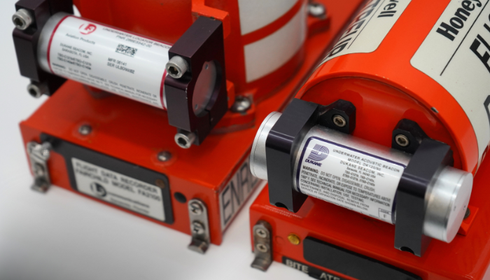 Two flight recorders side-by-side with ULB fitted