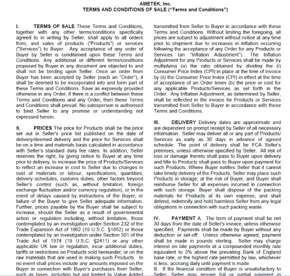 Terms and Conditions of Sale certificate image